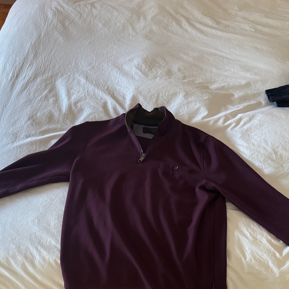 Ted Baker London Men's Burgundy Zip-Up Sweater